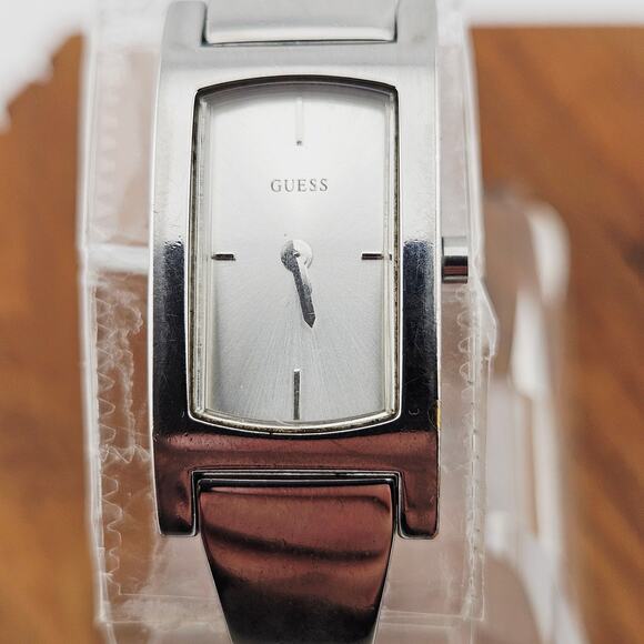 Guess Silver Tone Rectangle Watch Sleek Minimalist Bracelet Link Band G66401L - Picture 2 of 7